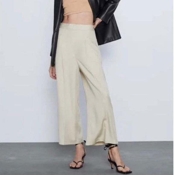 Zara Pants & Jumpsuits Nwt Zara High Rise Wide Leg Crop Pants M